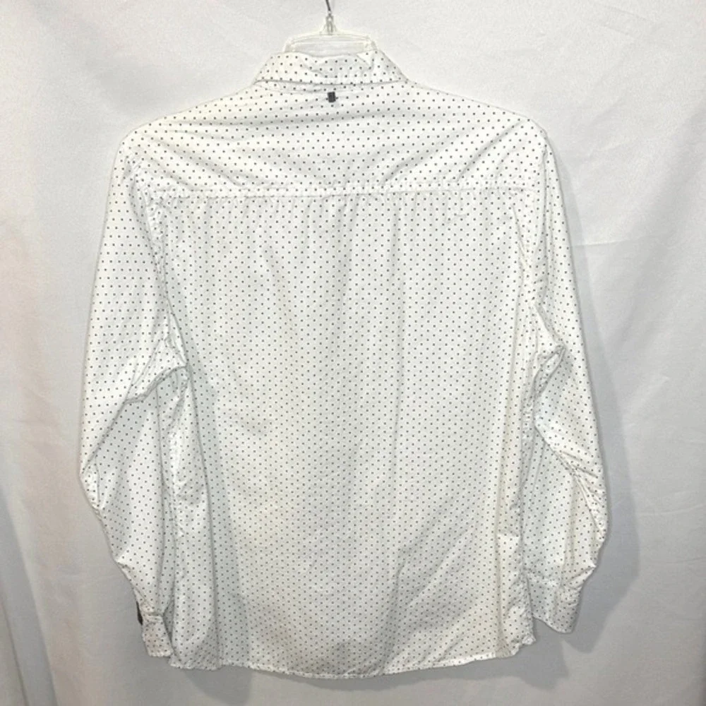 PD&C Peached Poplin Mens‎ XL White Black Polka Dot Button Down Shirt PW9B24C98W